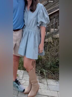 Light Blue Puff-Sleeve Mini Dress